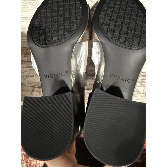 Vionic Womens Metallic Open-Toe Sandals 7.5M With Buckle Strap & Block Heel - Picture 7 of 12